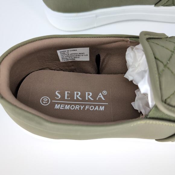 Serra Women's Slip On Olive Green Quilted Design Sneakers NEW with Box - Size 10 - Picture 7 of 15